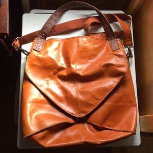 Leather Tote Purse Burnt Orange 2 Handles